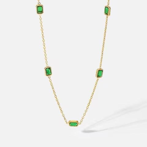 Station Emerald Necklace-Purchase stylish Twisted Herring Bone Necklace. Explore our online collection for trendy accessories reflecting the charm of the Emerald Isle. Order yours now!-Dazzledvenus