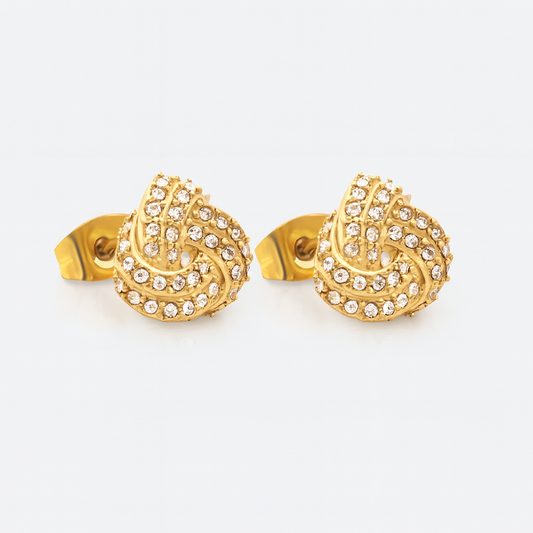 Lotus Pavé Stud Earring-Dazzledvenus