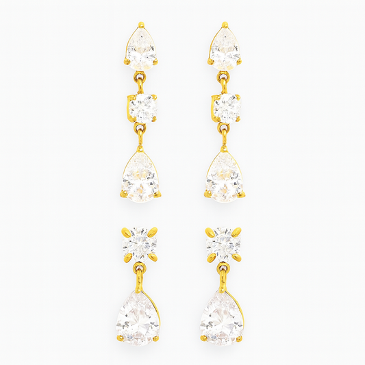 Couture Brilliant Pear Earring-Medium Infinity Hoop Earrings in 18k gold plated stainless steel. Lightweight, non-tarnish and waterproof everyday hoops. A perfect daily wear gold earring.-Dazzledvenus