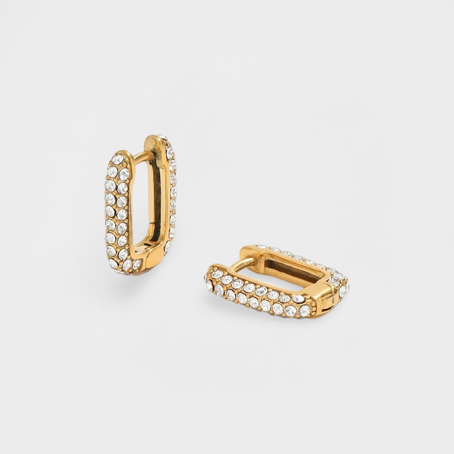 Diamond Box Huggie Earring-Dazzledvenus