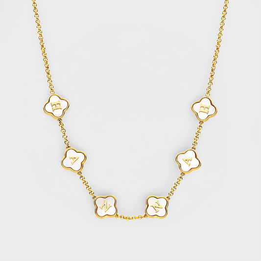 Clover Name Necklace-Elevate your fashion game instantly! Order your Personalized Bubble Name Choker today to add a personalized touch to your style. Don't miss out. Shop Now! 💥-Dazzledvenus