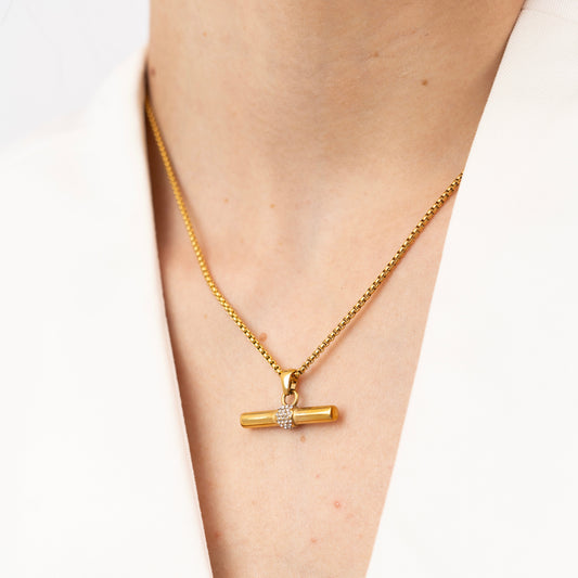 CZ T Bar Necklace-Shop our chic and versatile CZ T-Bar Necklaces online. Elevate your style with these versatile and chic accessories! Buy yours now! Visit our website!⚡-Dazzledvenus