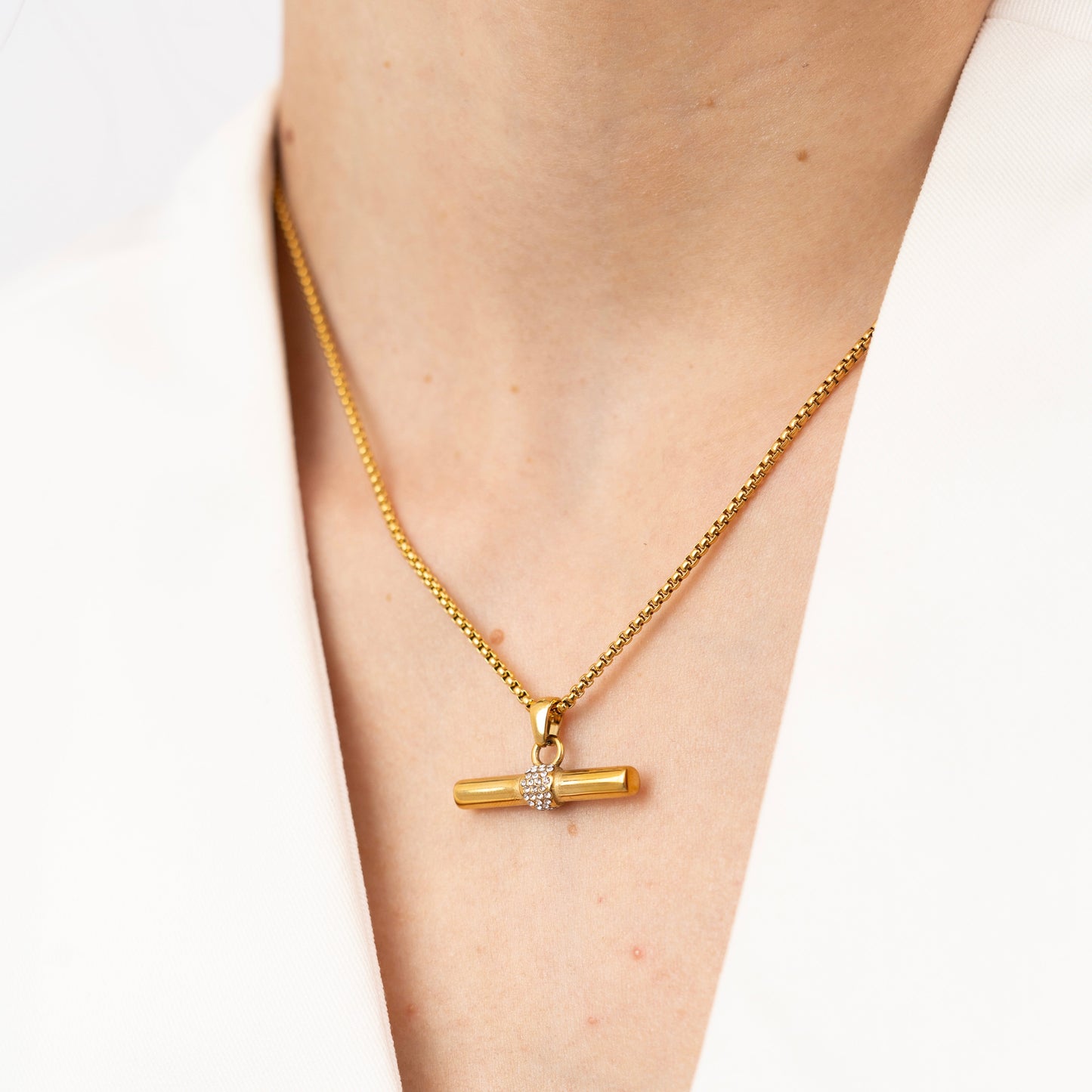CZ T Bar Necklace-Shop our chic and versatile CZ T-Bar Necklaces online. Elevate your style with these versatile and chic accessories! Buy yours now! Visit our website!⚡-Dazzledvenus