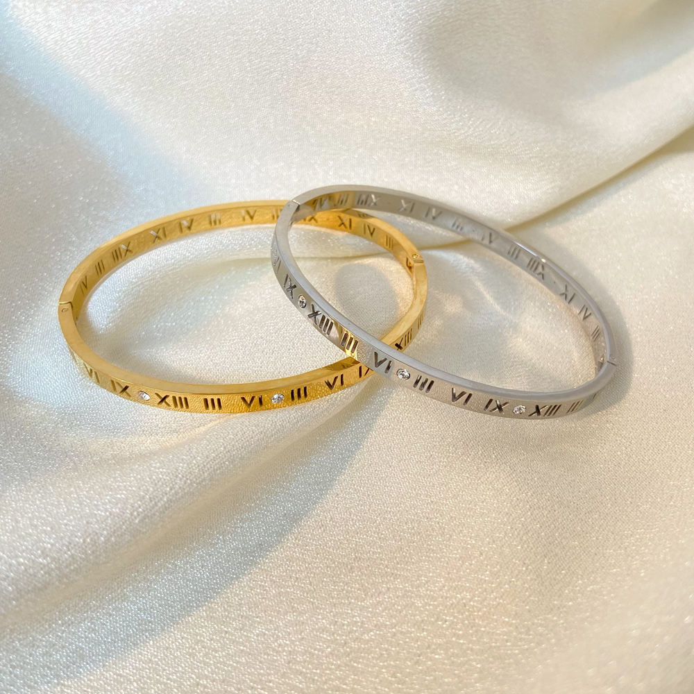 CZ Roman Numerals Bangle
