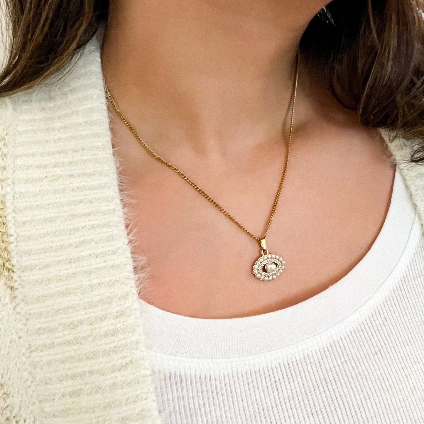 Pearl Eye Evil Necklace