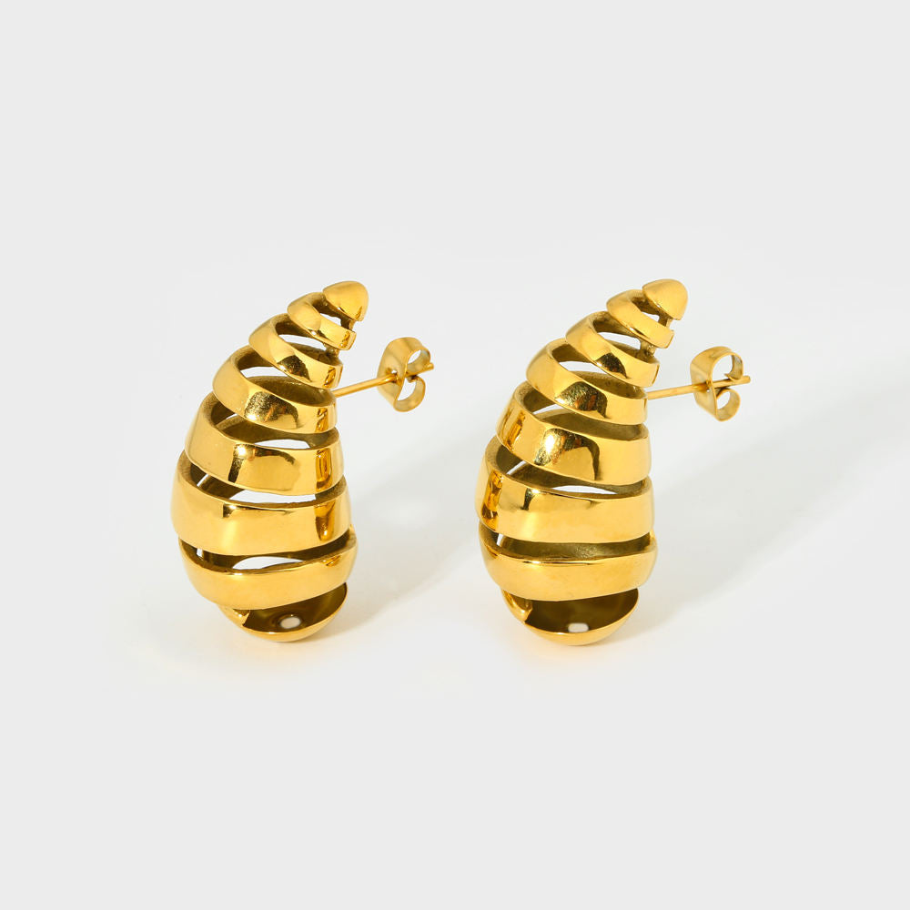 Savi Spiral Teardrop Earring-Gold-Dazzledvenus