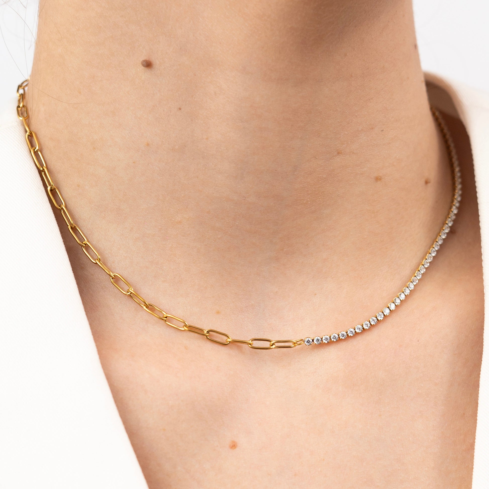 Half & Half Necklace-Purchase stylish Twisted Herring Bone Necklace. Explore our online collection for trendy accessories reflecting the charm of the Emerald Isle. Order yours now!-Dazzledvenus