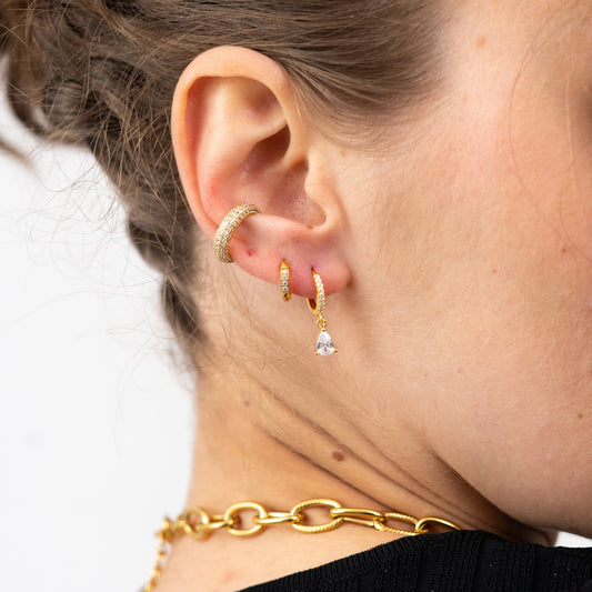 Tear Drop Huggie Hoop Earring-Dazzledvenus