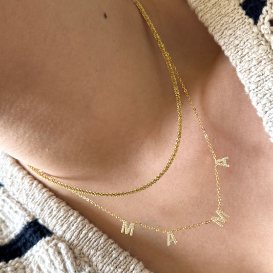 Pavè Mama Block Necklace-Dazzledvenus