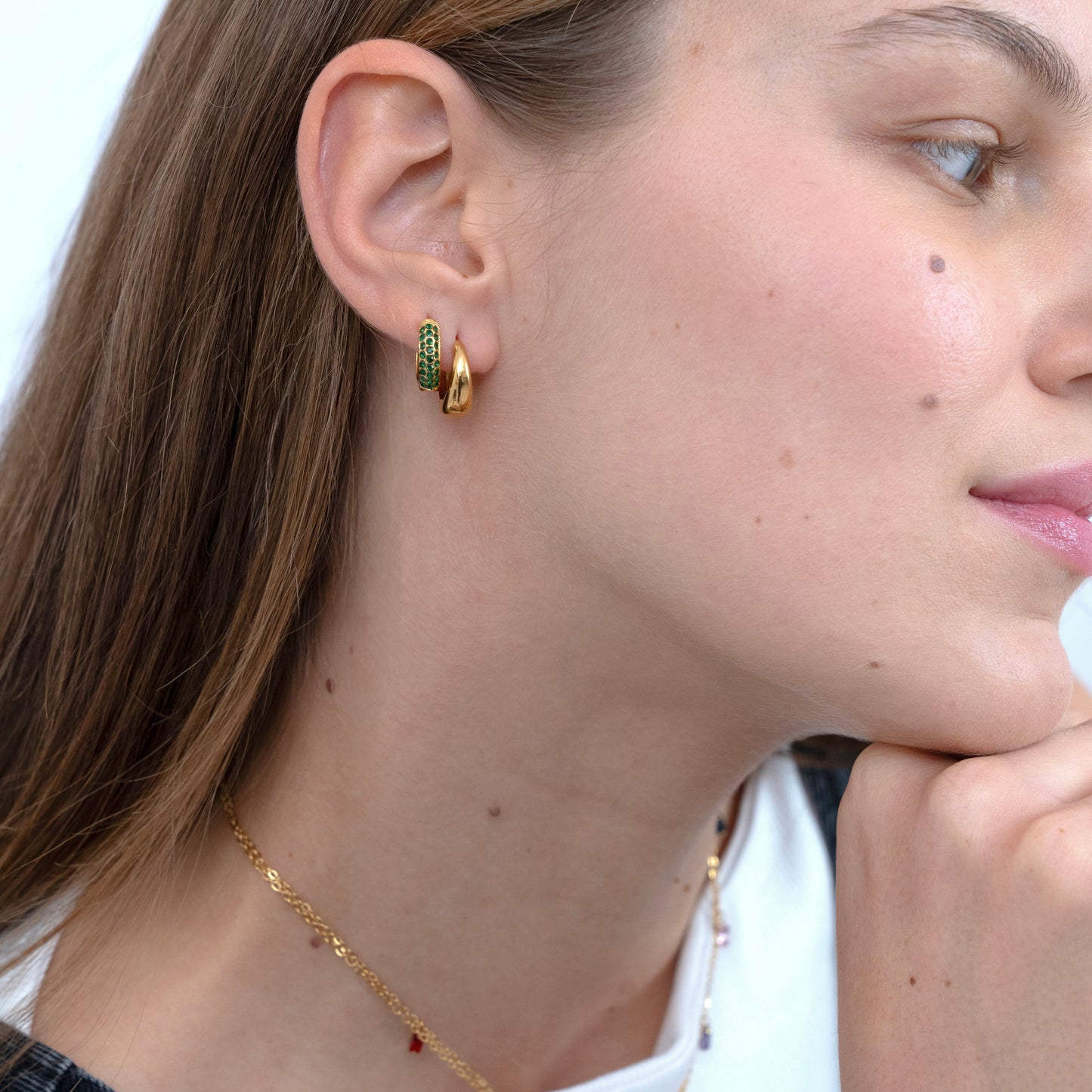 Green Scarlett Huggie Earring-Dazzledvenus