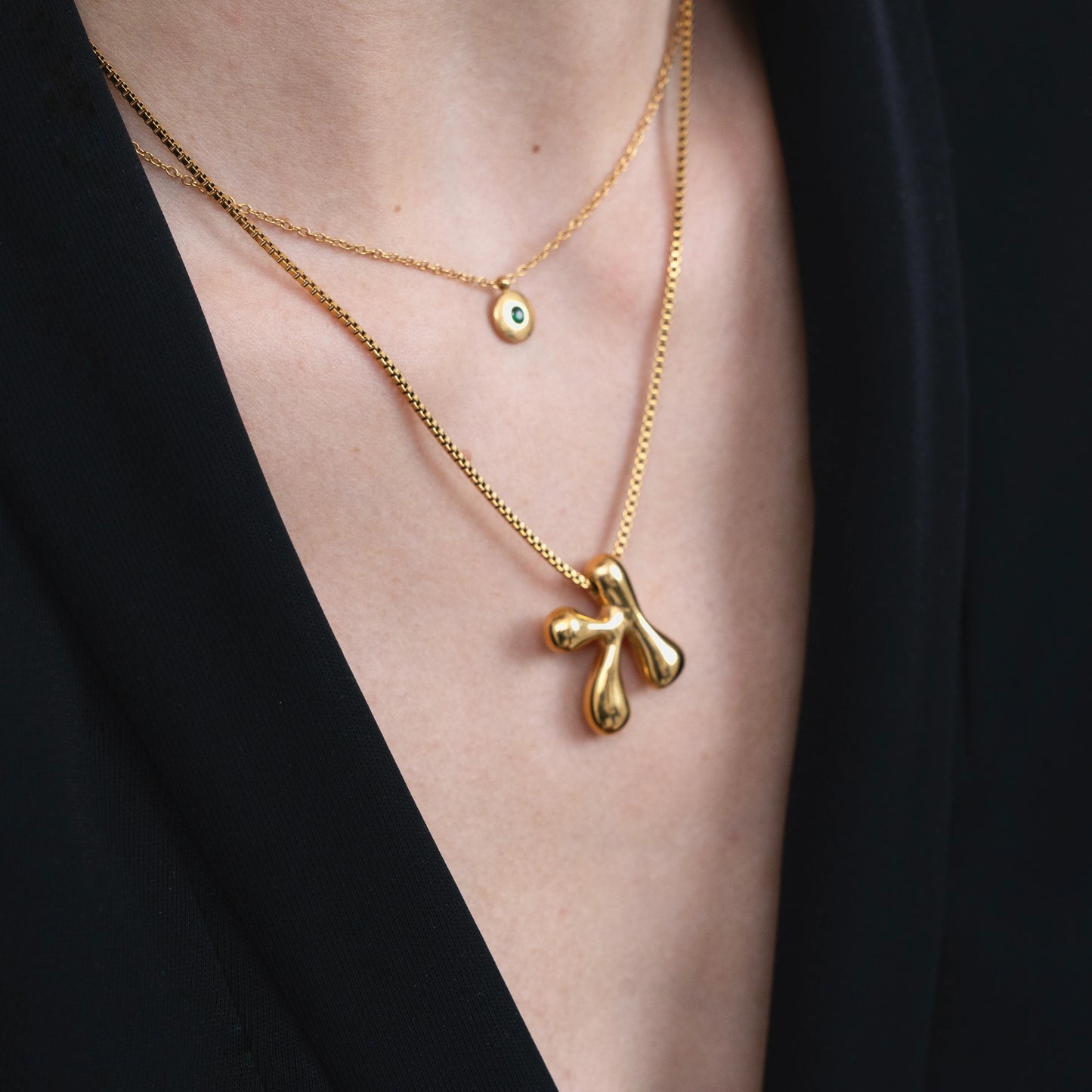 Molten Bubble Initial Necklace