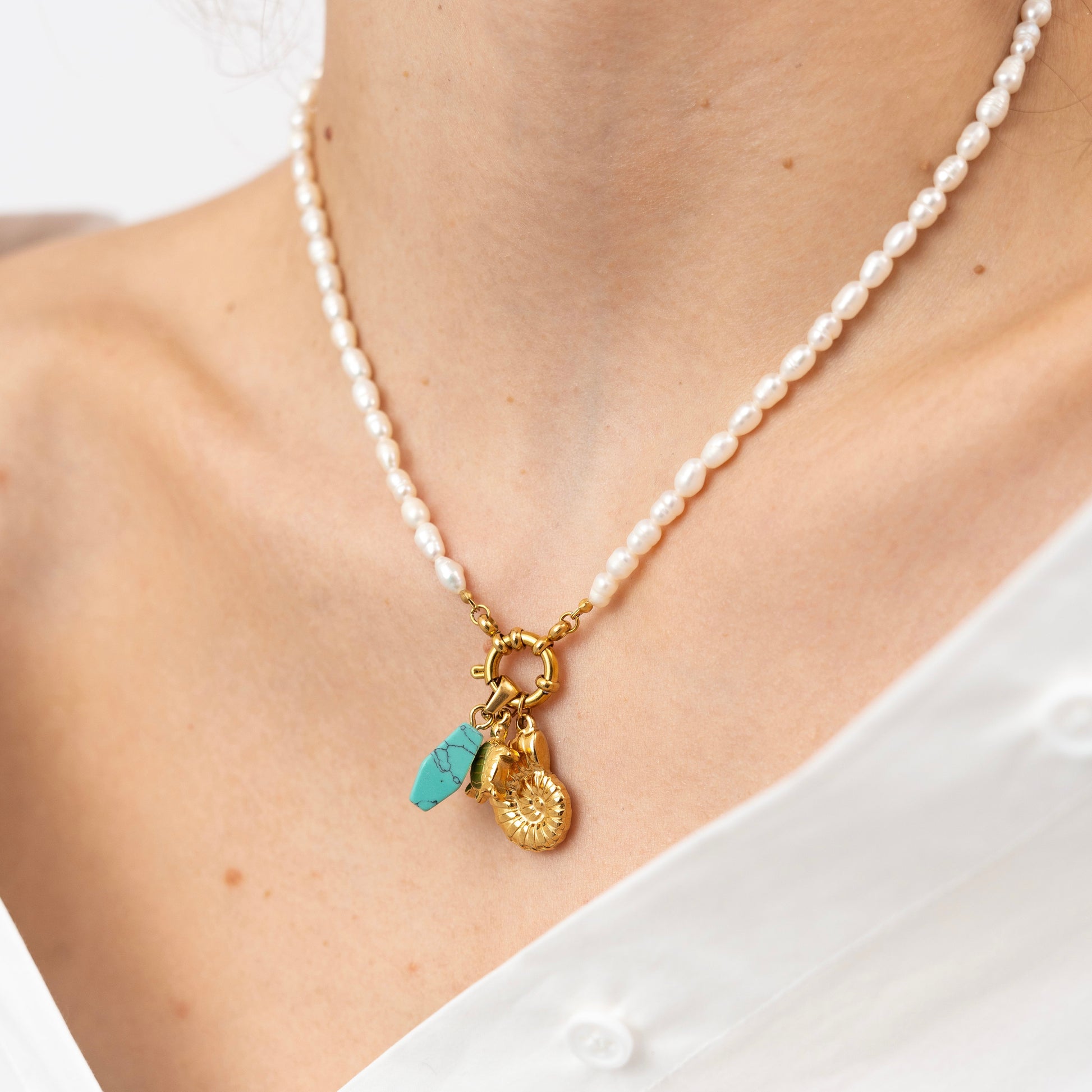 DYO Oceana Pearl Necklace-Purchase stylish Twisted Herring Bone Necklace. Explore our online collection for trendy accessories reflecting the charm of the Emerald Isle. Order yours now!-Dazzledvenus