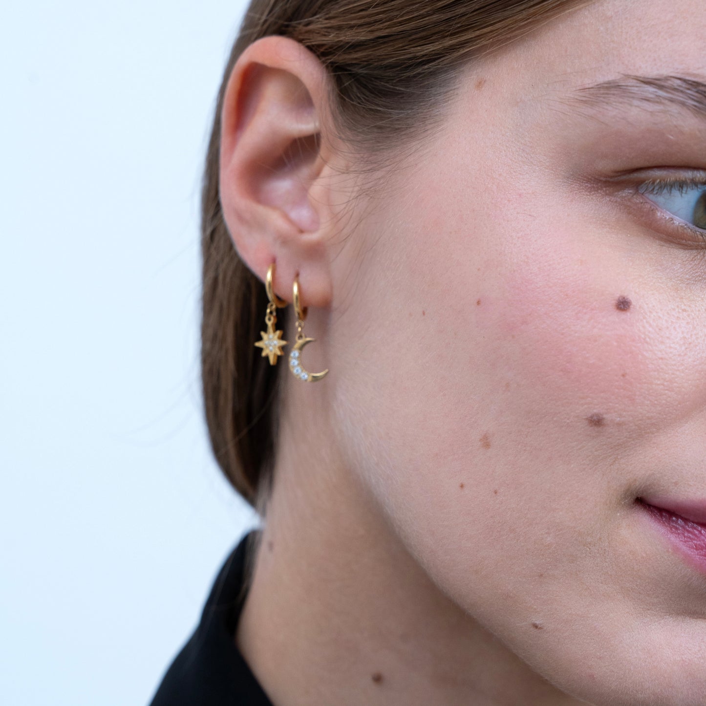 Star & Moon Huggie Hoop Earring