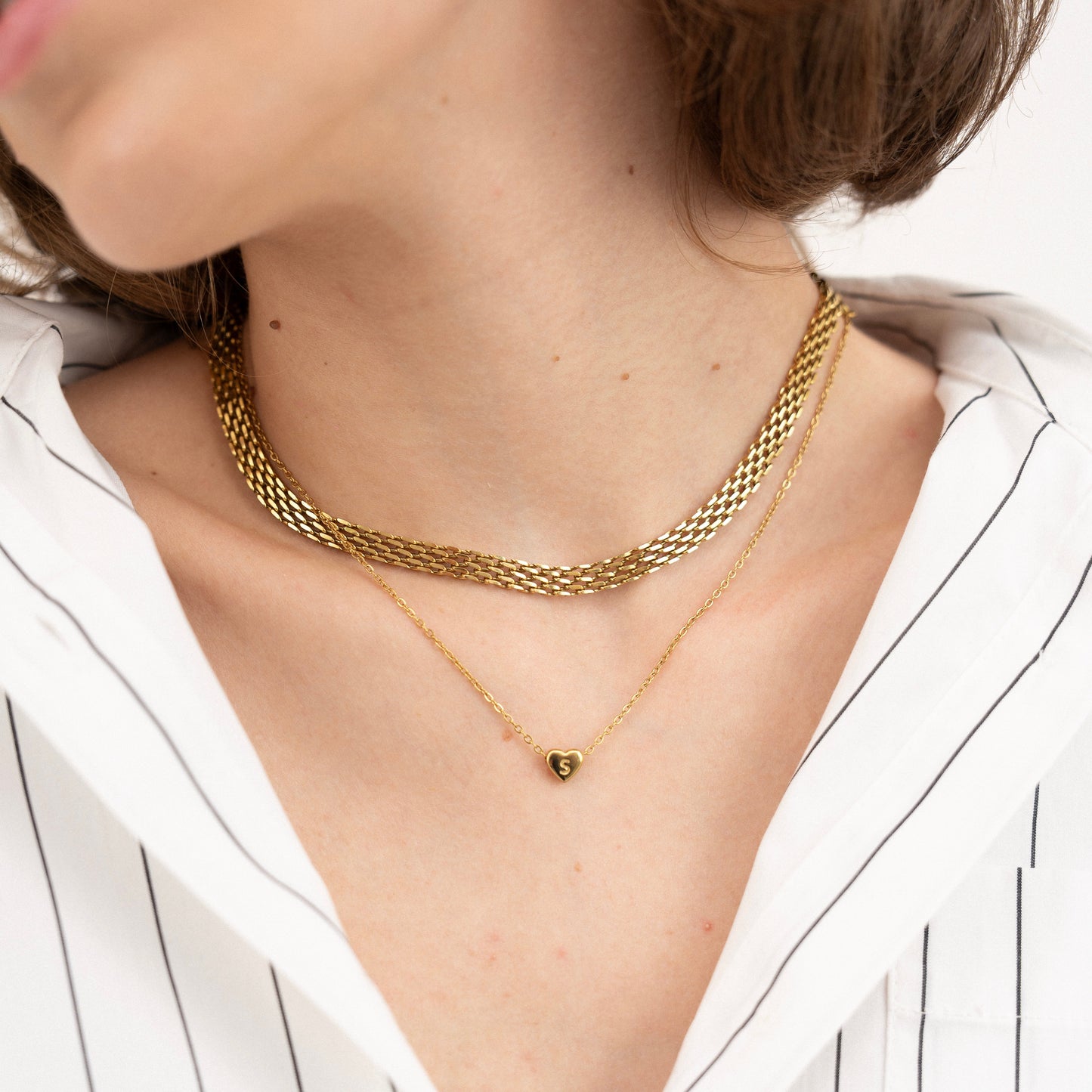 Petite Heart Initial Necklace