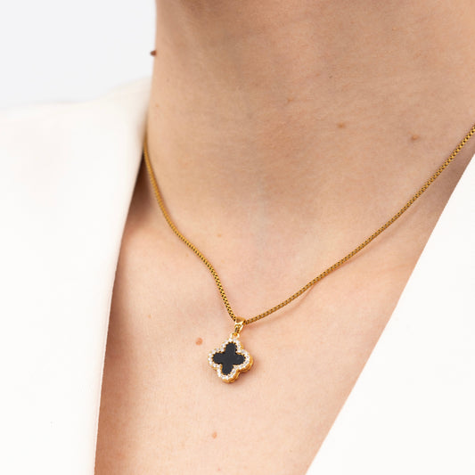 CZ Four Leaf Reversible Clover Necklace-Discover the enchanting CZ Four Leaf Reversible Clover Necklace. Uncover the elegance of this reversible piece, perfect for any occasion. Shop Now!-Dazzledvenus