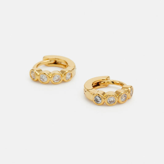 Bezel Huggie Hoop Earring