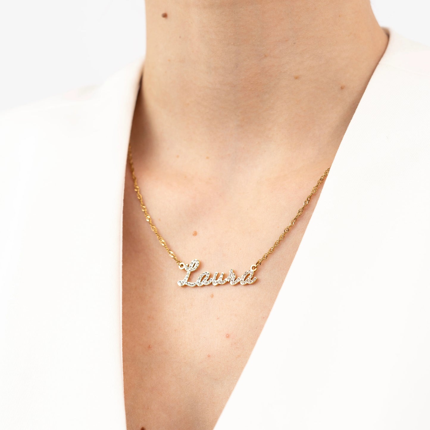 Pavé Script Name Necklace