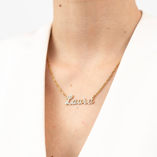 Pavé Script Name Necklace