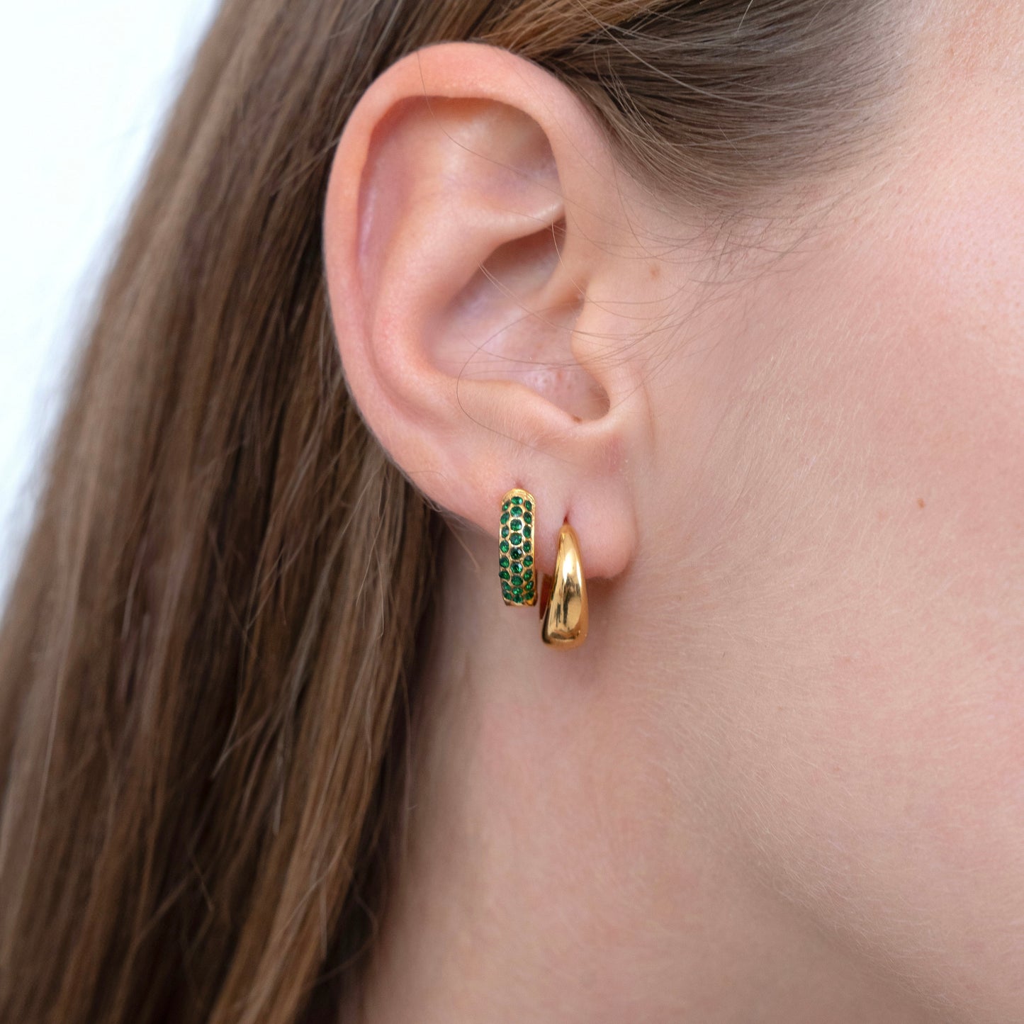 Green Scarlett Huggie Earring-Dazzledvenus
