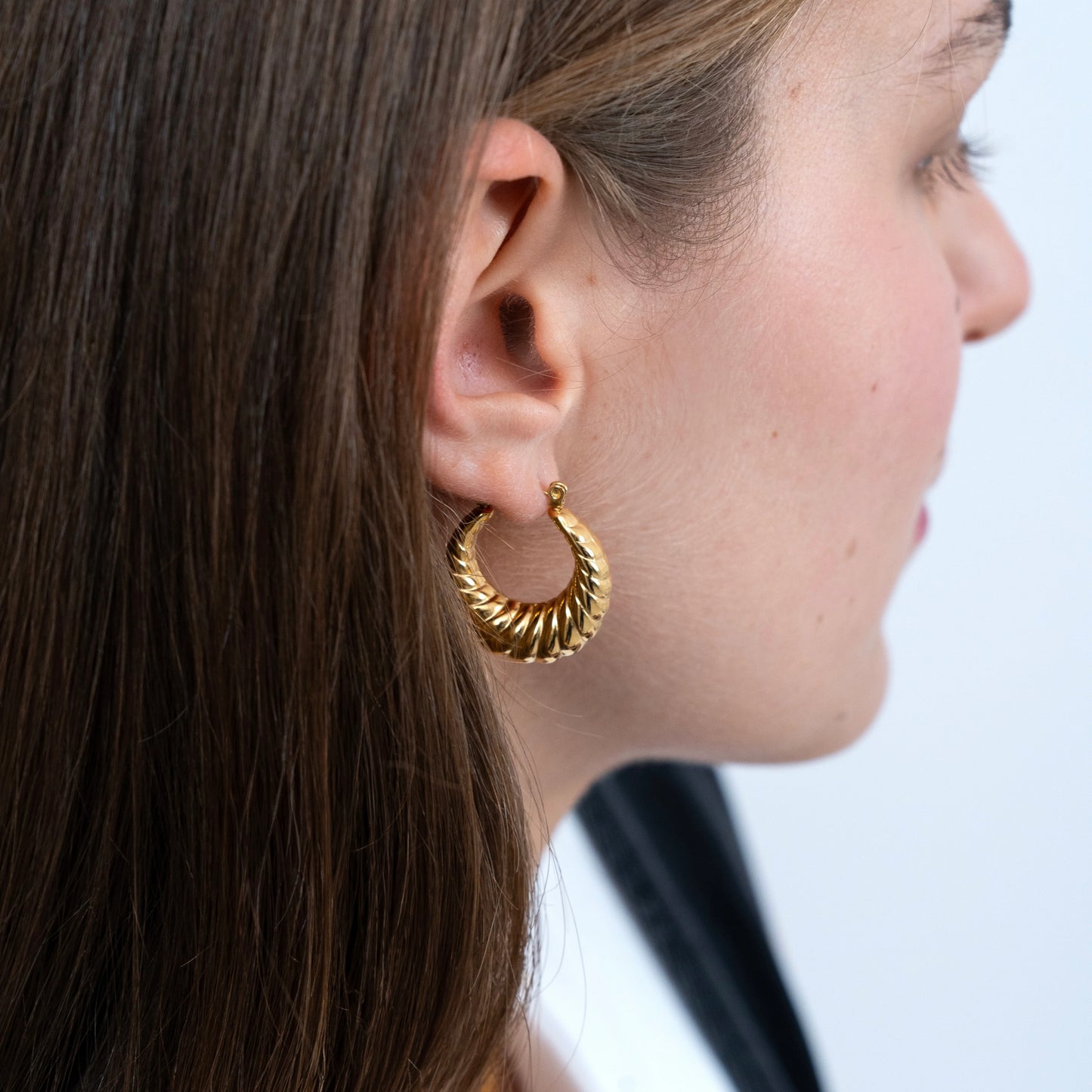 Crimson Puffed Hoop Earring