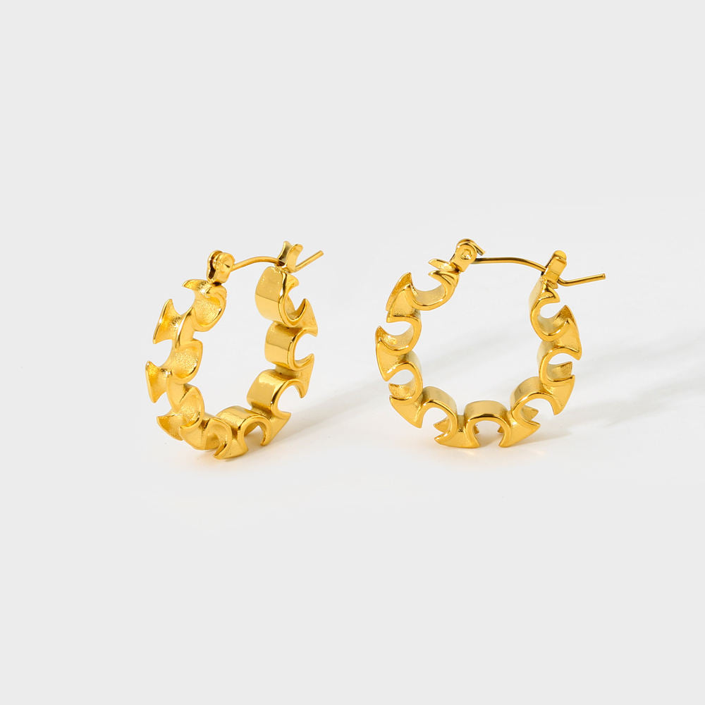 Geometric Wavy Irregular Hoop Earring-Dazzledvenus