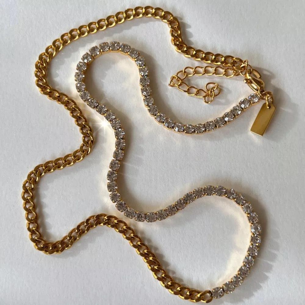 Gleam Cuban Link & Tennis Necklace-Dazzledvenus