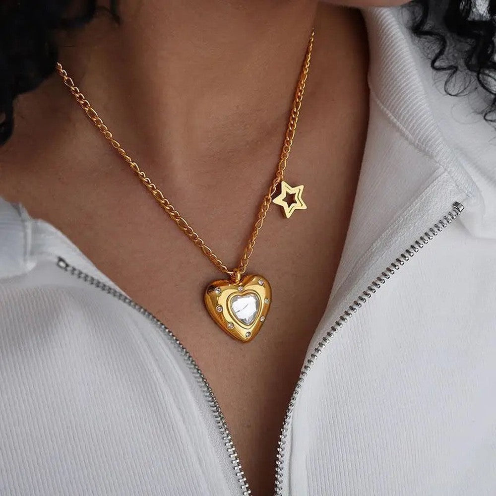 Heart Star Necklace-Dazzledvenus