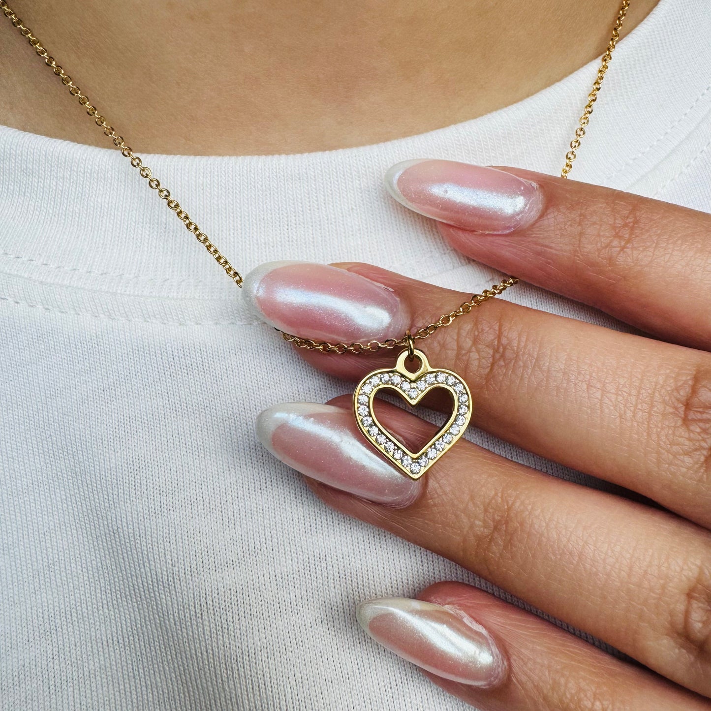 CZ Love Heart Pendant Necklace