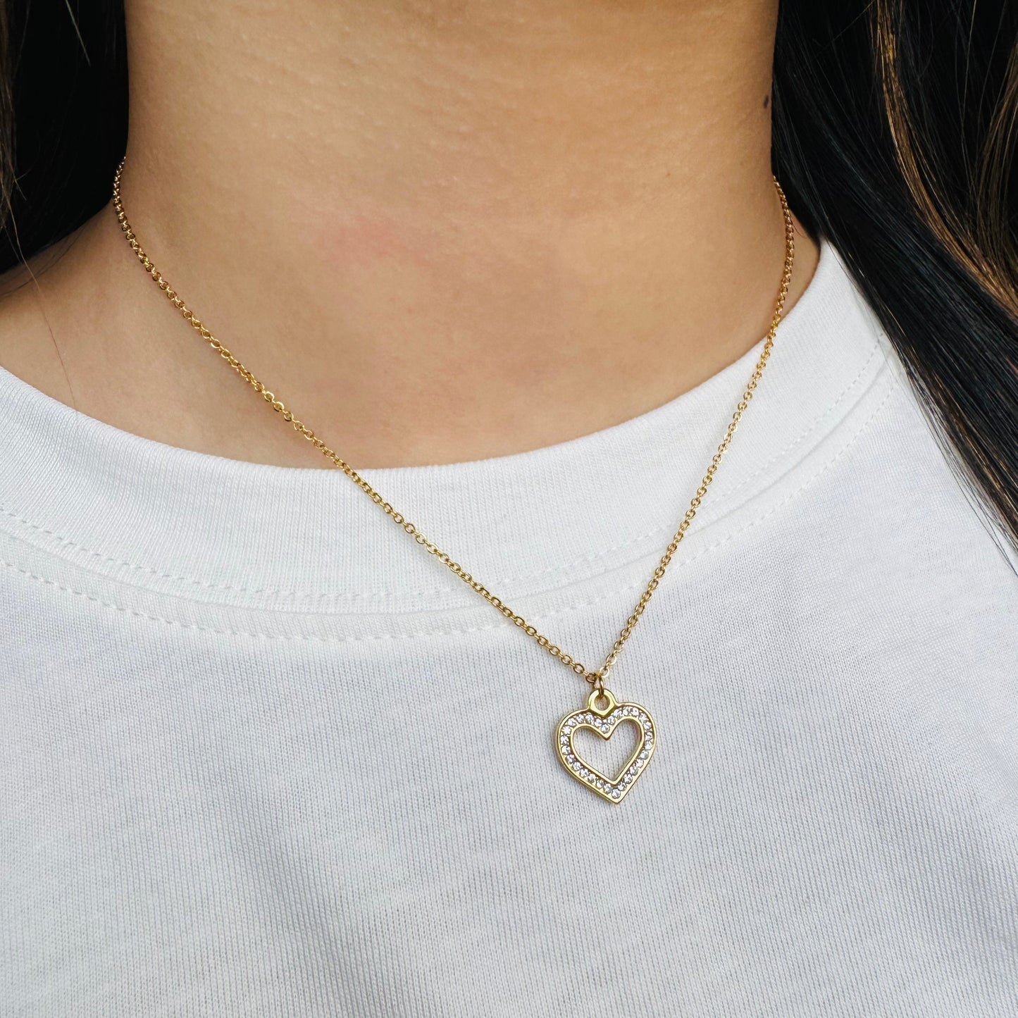 CZ Love Heart Pendant Necklace