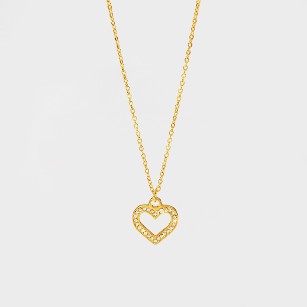 CZ Love Heart Pendant Necklace-Dazzledvenus