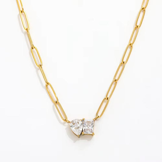 Pear & Square Necklace-Dazzledvenus