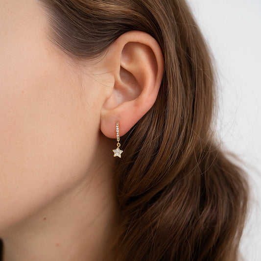 Star Huggie Hoop Earring