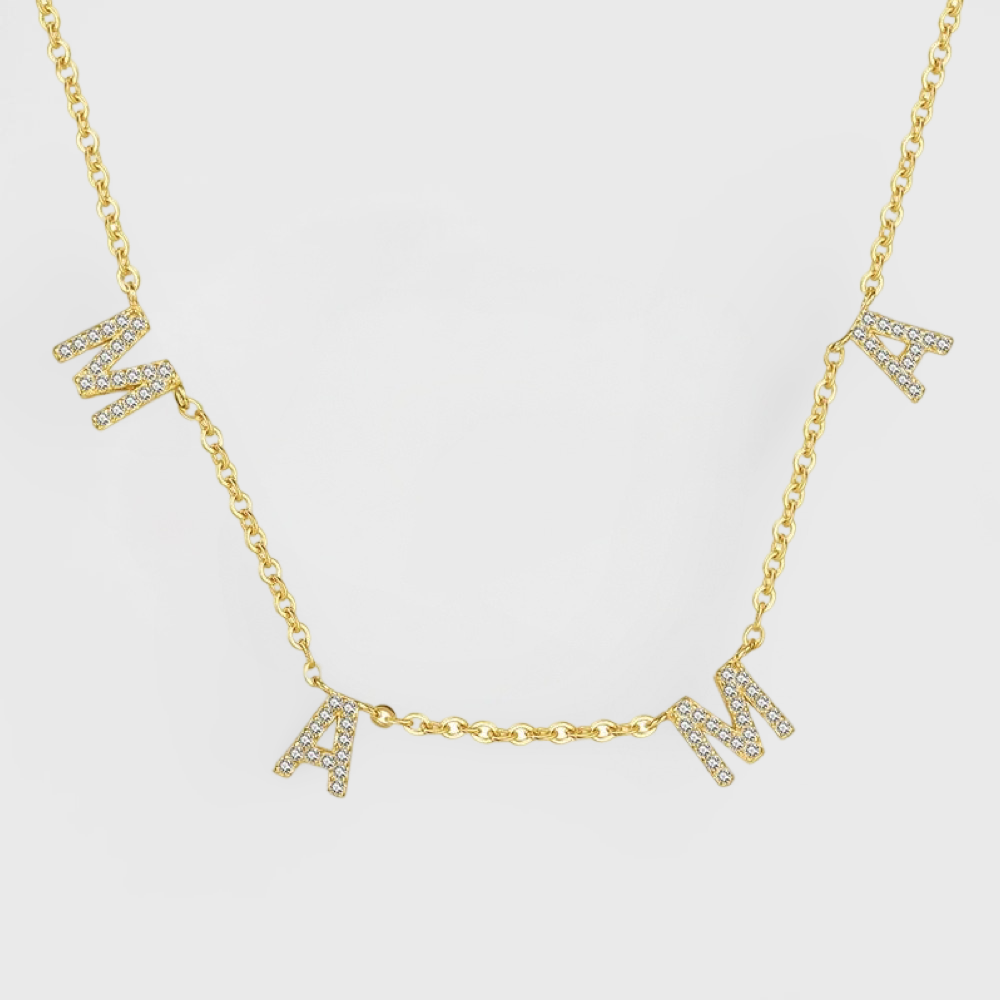 Pavè Mama Block Necklace