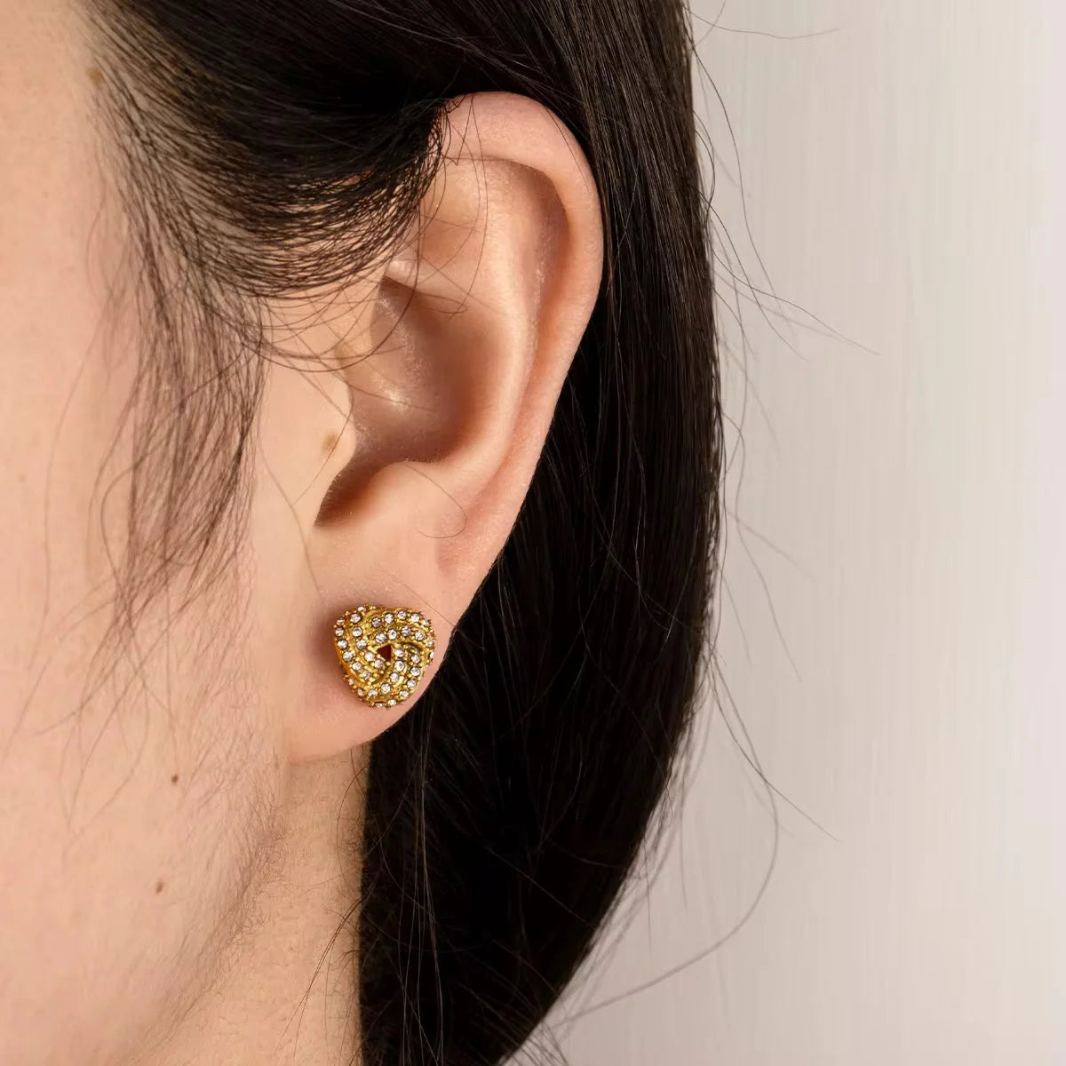 Lotus Pavé Stud Earring