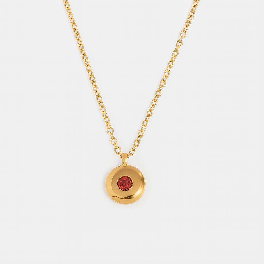 Mini Disc Birthstone Necklace
