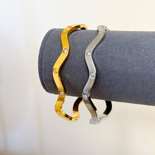 Wave Bangle Bracelet-Dazzledvenus