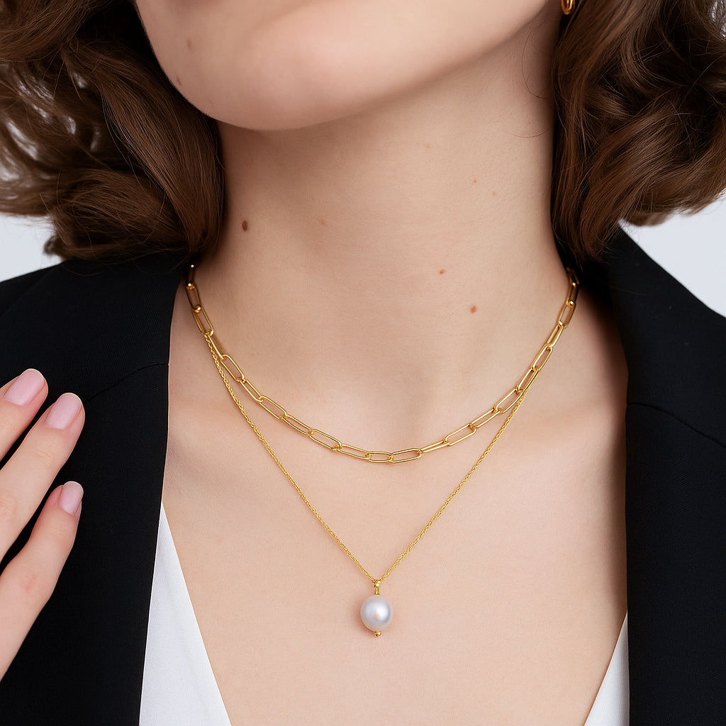 Lara Pearl Duo Necklace