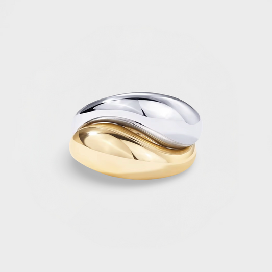 Peony Two Tone Ring Set-Dazzledvenus