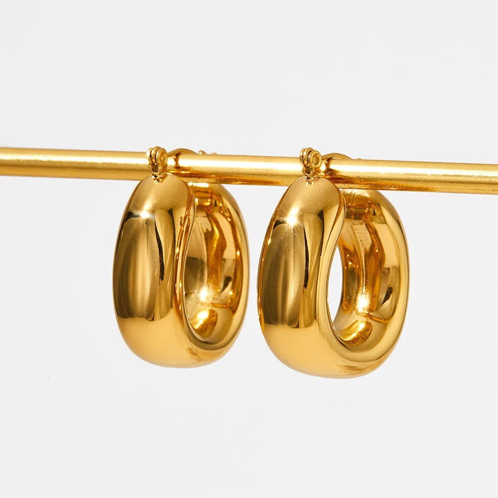 Ovate Chunky Hoop Earring-Dazzledvenus