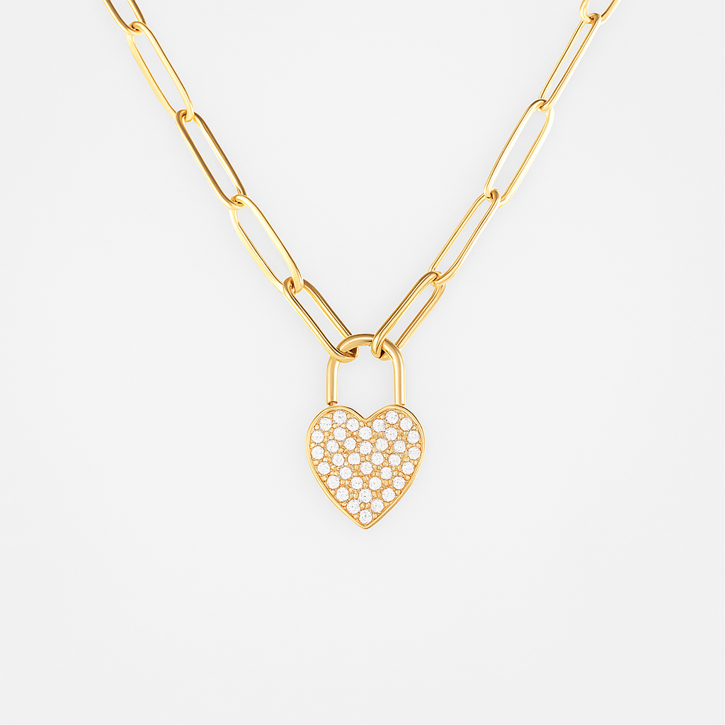 Dazzle Heart Lock Necklace