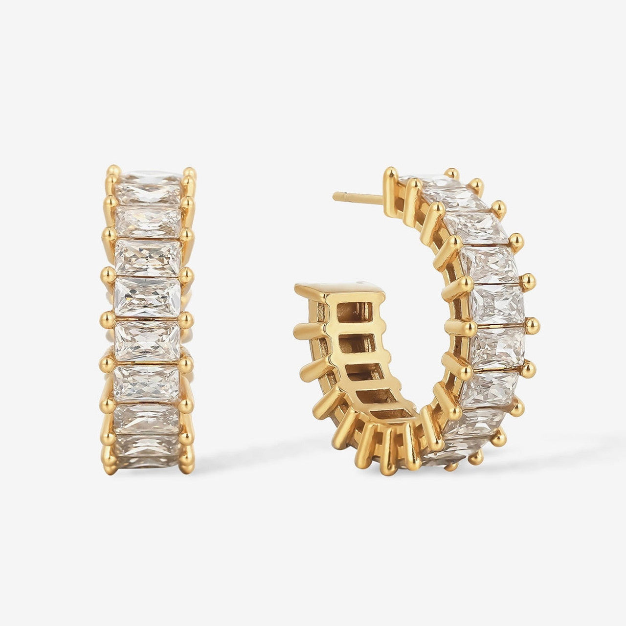 Glimmer Baguette Hoop Earring