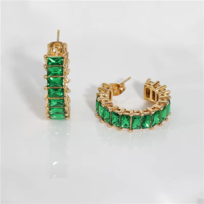 Glimmer Baguette Hoop Earring