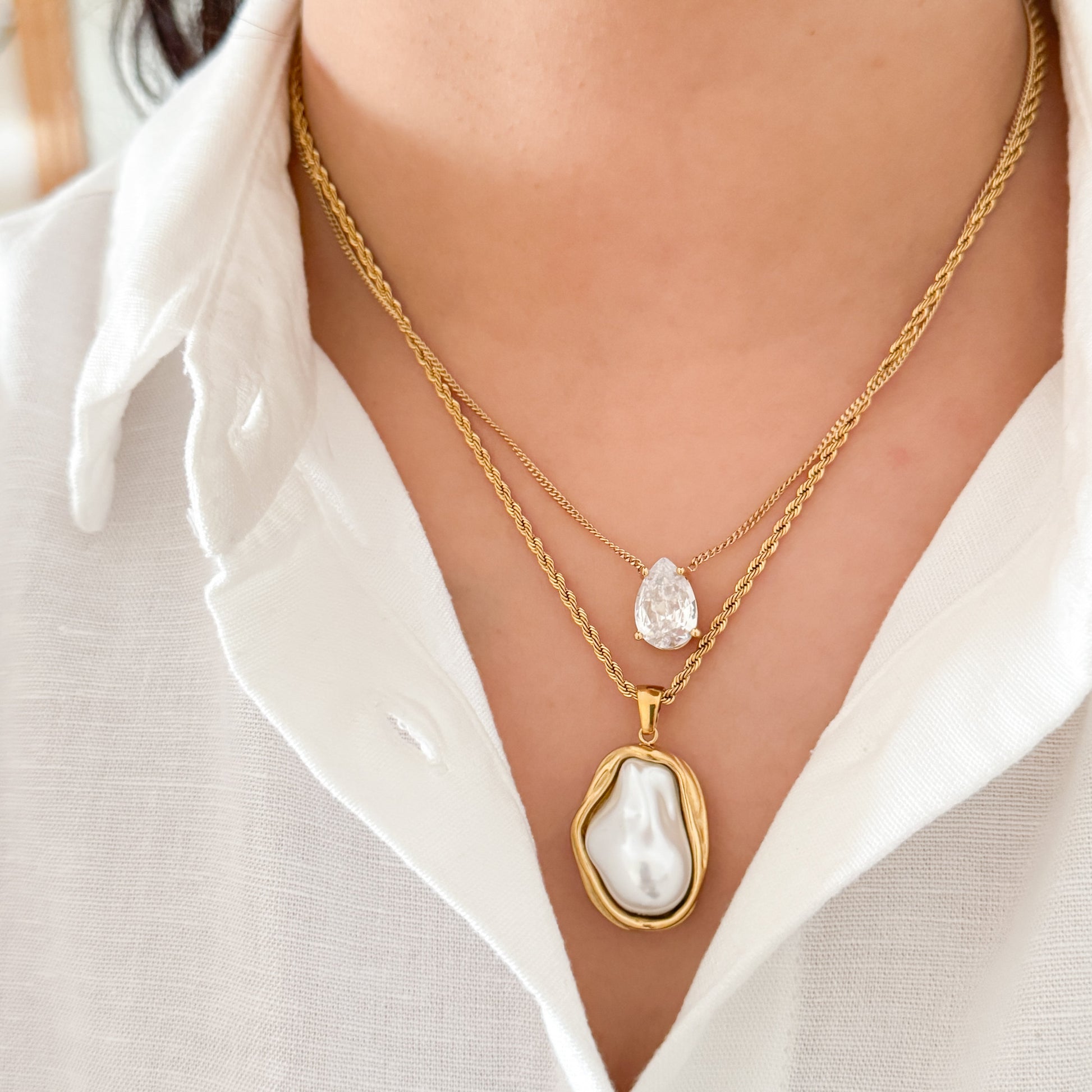 Abstract Baroque Pearl Necklace-Dazzledvenus