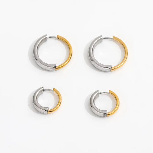 Piper Two Tone Huggie Earring-Dazzledvenus