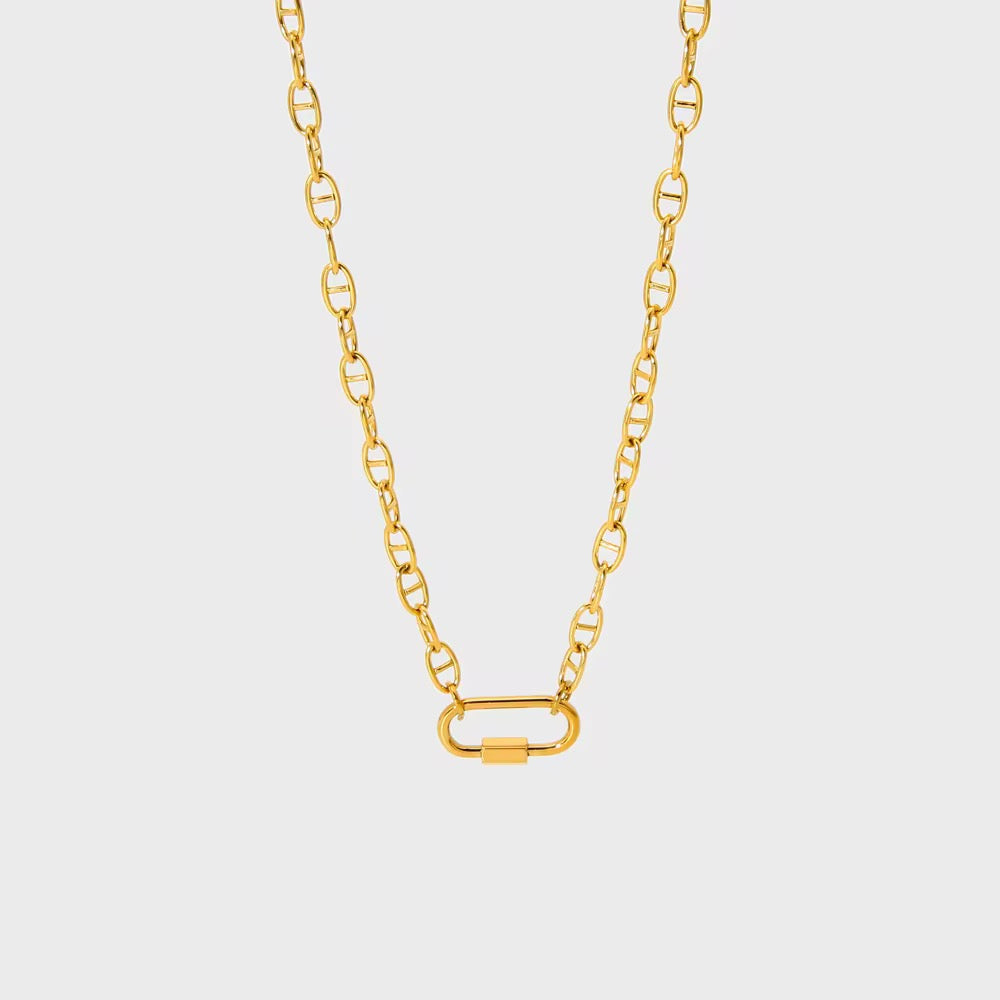 DYO Capri Carabiner Necklace-Purchase stylish Twisted Herring Bone Necklace. Explore our online collection for trendy accessories reflecting the charm of the Emerald Isle. Order yours now!-Dazzledvenus