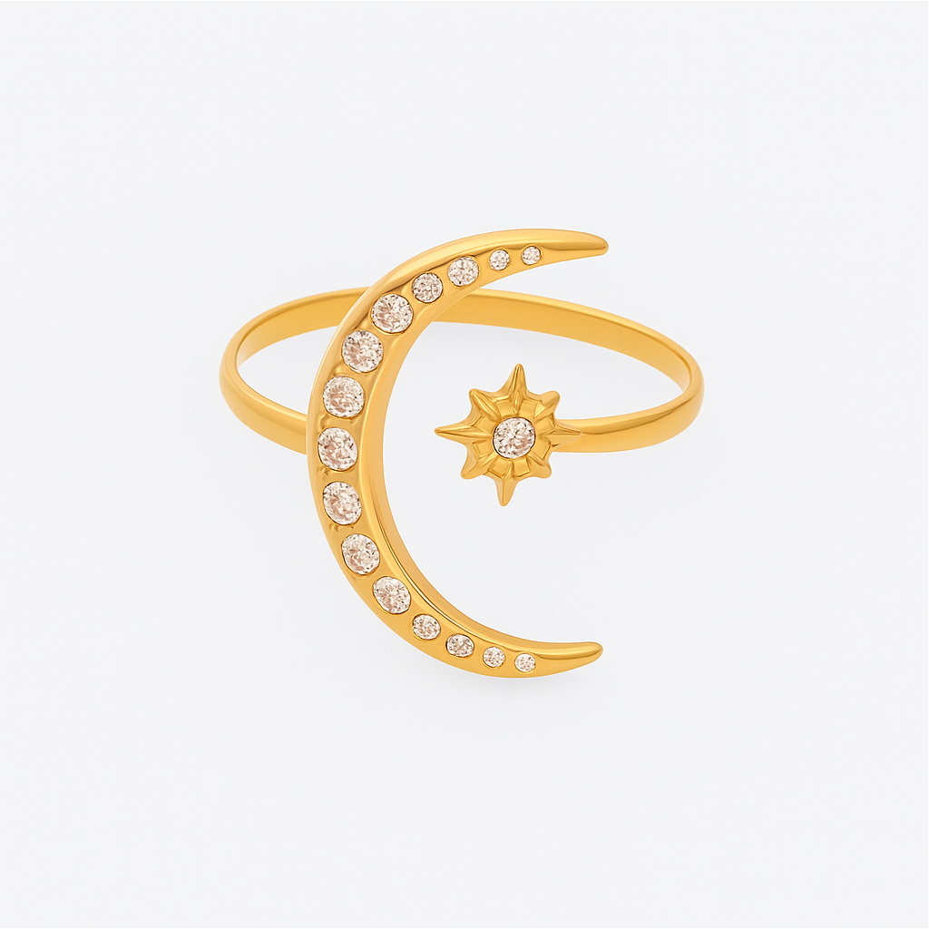 Moon & Star Open Ring