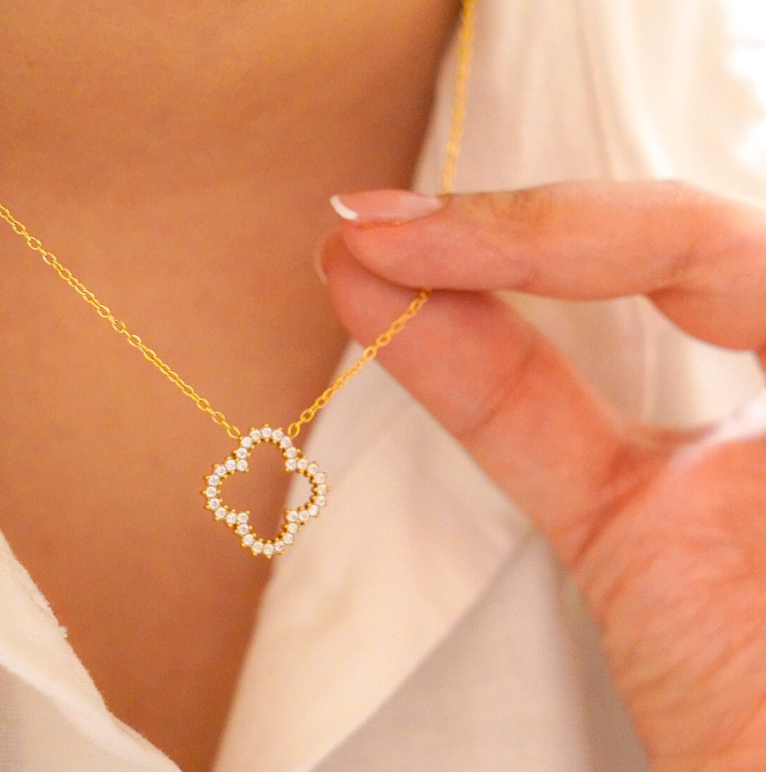 Diamond Clover Necklace-Shop our collection of classic and elegant pearl pendant necklaces online. Elevate your style with timeless sophistication. Purchase yours now!🎯-Dazzledvenus