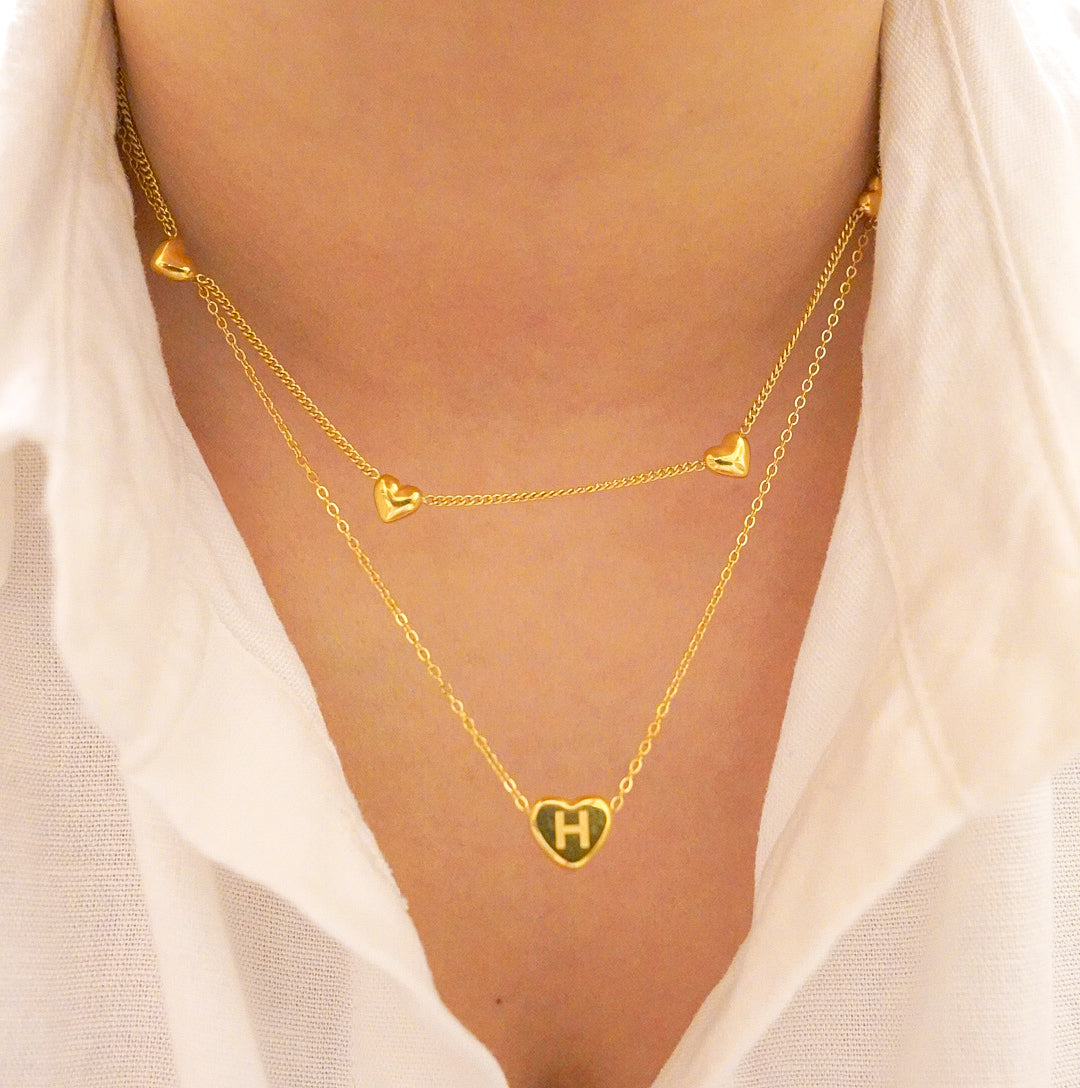 Petite Heart Initial Necklace