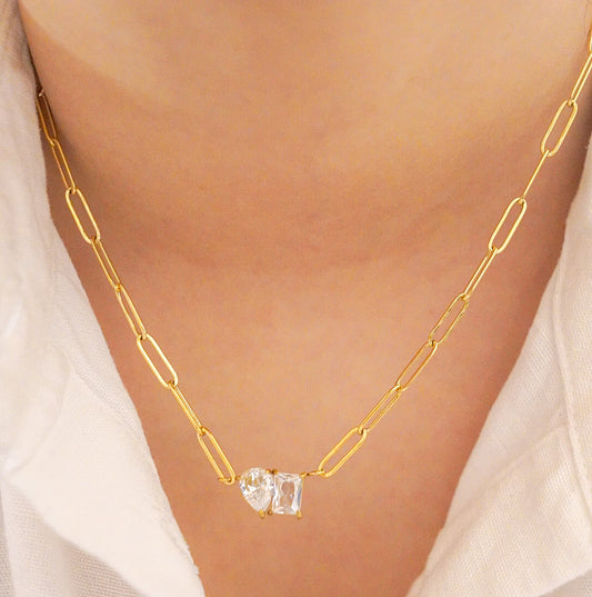 Pear & Square Necklace