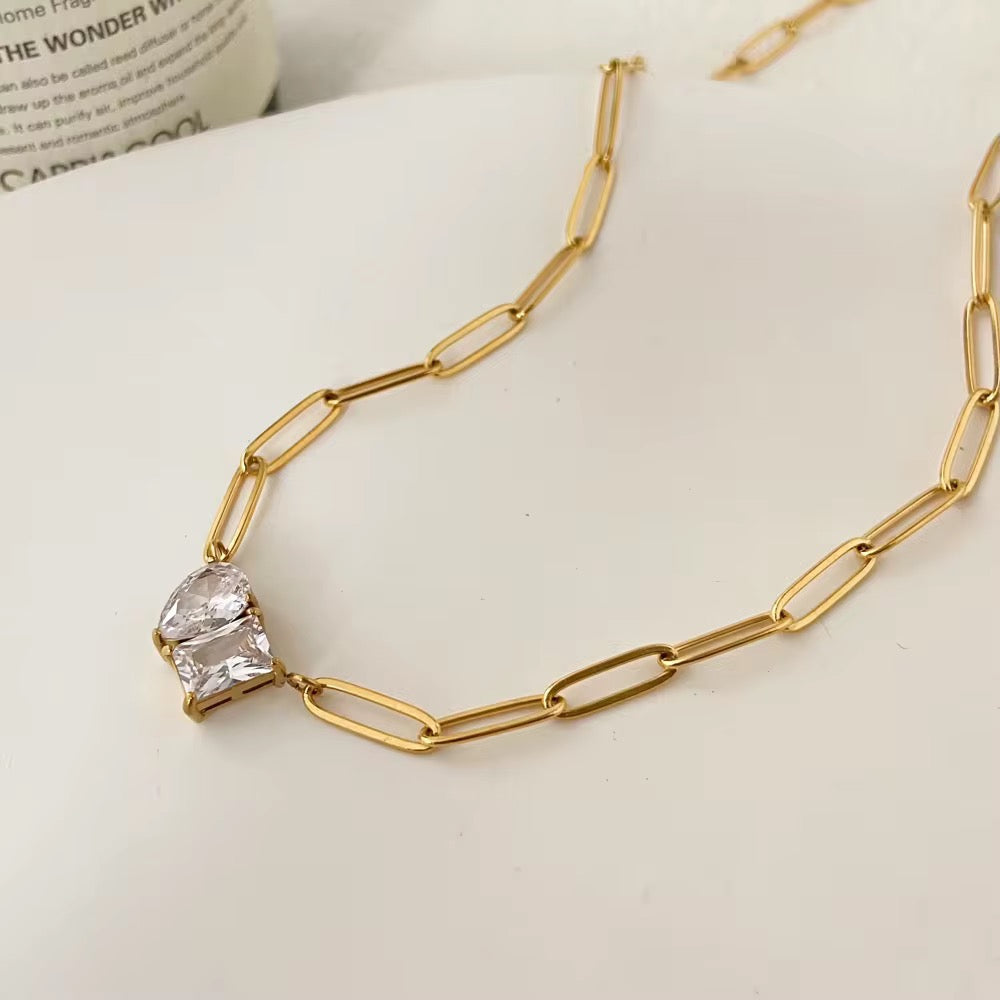 Pear & Square Necklace